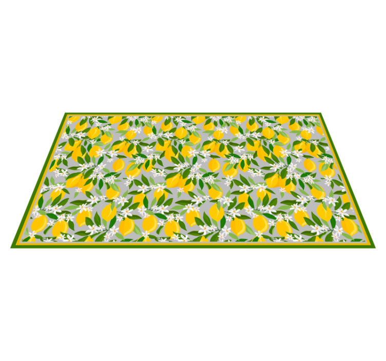 Citron træ ramme blomster vinyl tæppe - TenStickers