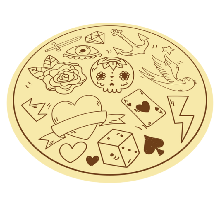 Tatoveringssymboler vinyl tæppe til teenagere - TenStickers