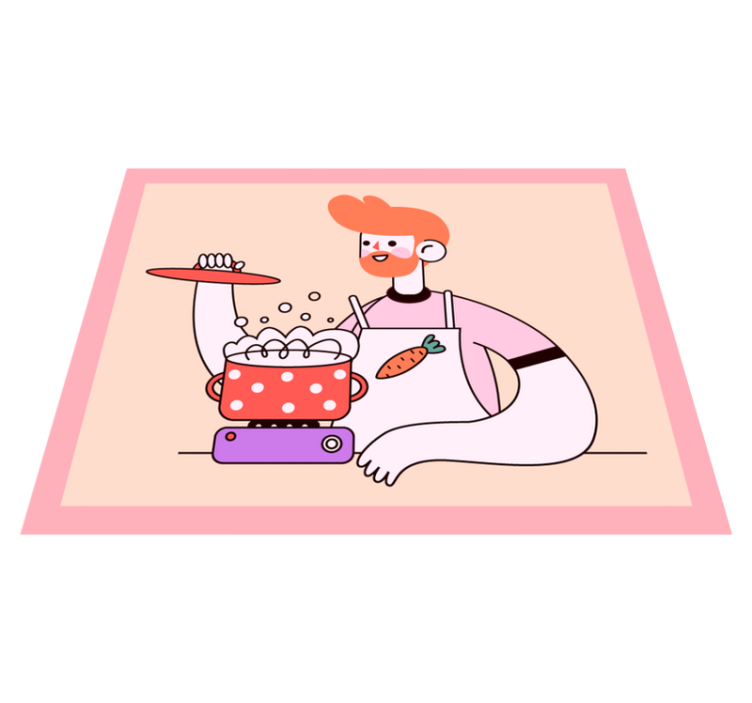 Rødhåret mand laver mad vinyltæppe til køkkenet - TenStickers