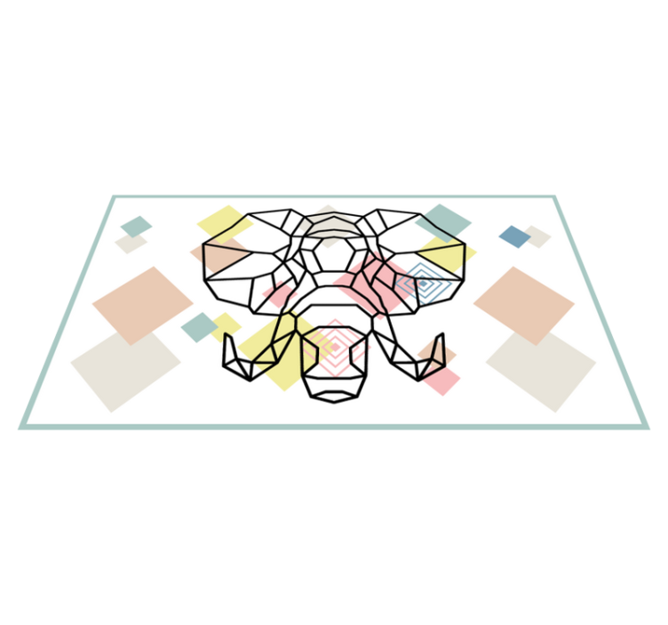 Origami elefanthoved moderne vinyl tæppe - TenStickers