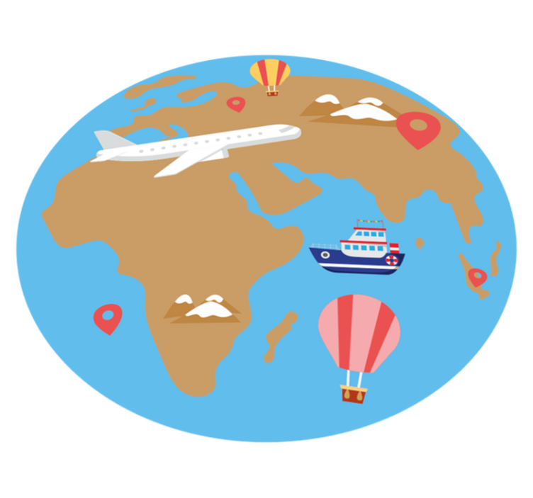 Rejse inspireret eventyr verdenskort vinyl tæppe - TenStickers