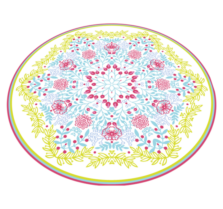 Botanisk blåt og lyserødt motiv mandala vinyl tæppe - TenStickers