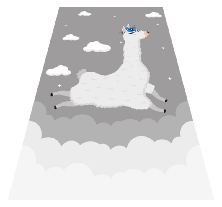 Livlig lama-fantasi tæppe til børneværelse - TenStickers