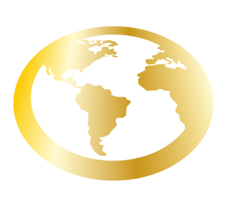 Gylden globe-motiv verdenskort vinyl tæppe - TenStickers