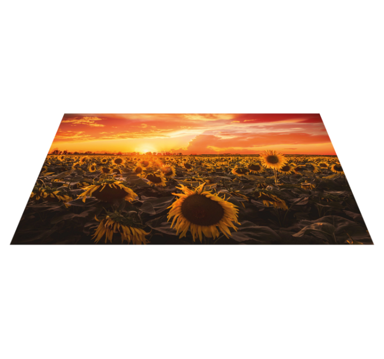 Solsikke solnedgang scene Blomster og planter vinyltæppe - TenStickers