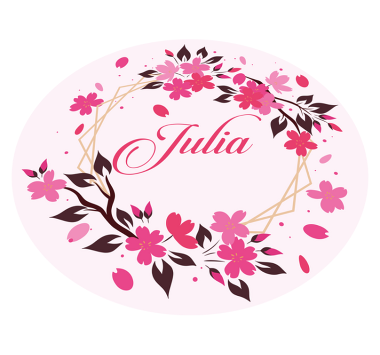 Botanisk krone med navn vinyltæppe til soveværelse - TenStickers