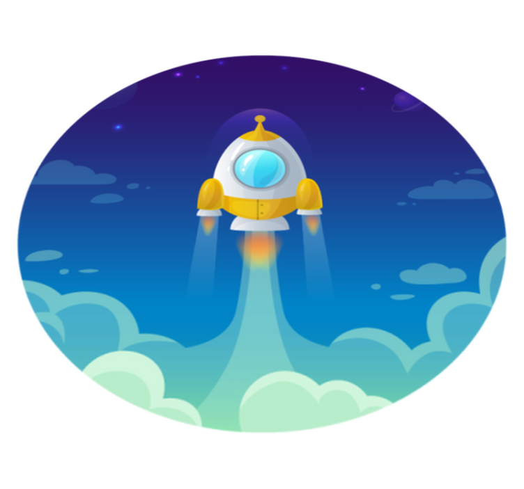 Raketopsendelsesscene stjerne vinyl tæppe - TenStickers