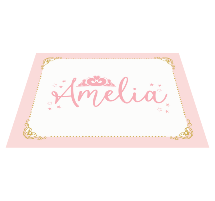 Pink prinsesse krone med navn vinyl vinyltæppe - TenStickers