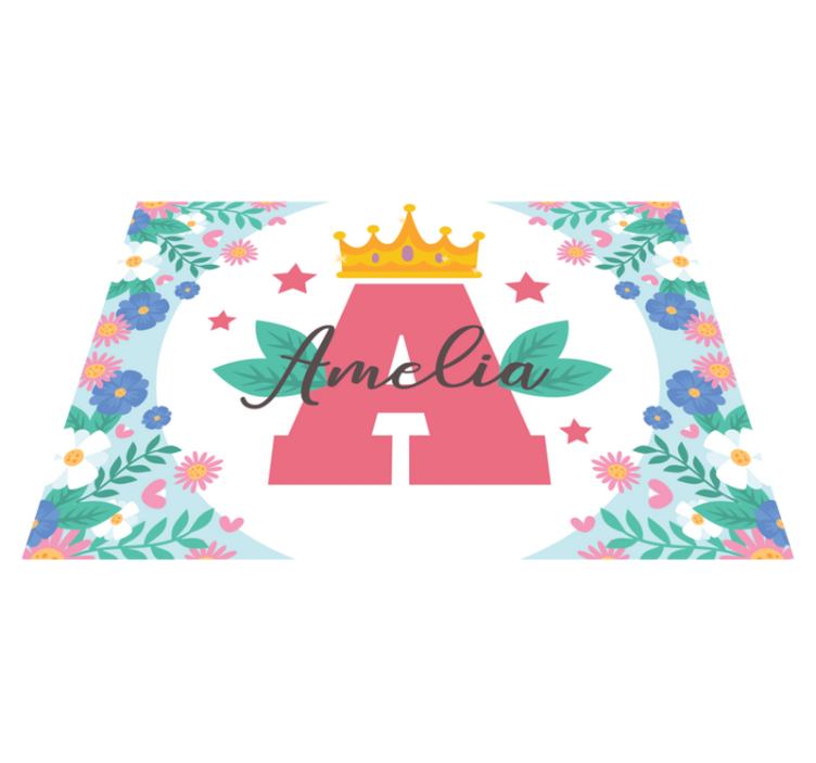 Kronet initial og navn vinyl tæppe - TenStickers