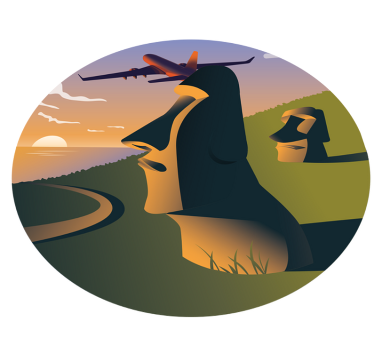 Påskeøen solnedgang rundt vinyltæppe - TenStickers