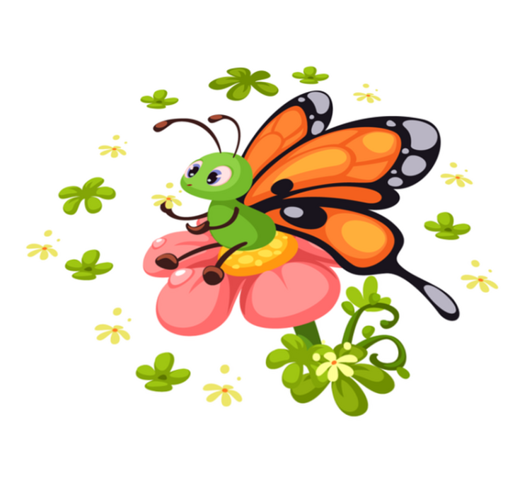 Sommerfugl sidder på en blomst dyr tæppe - TenStickers