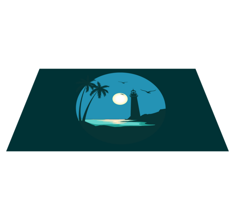 Kystnære fyrtårnscene natur vinyl tæppe - TenStickers