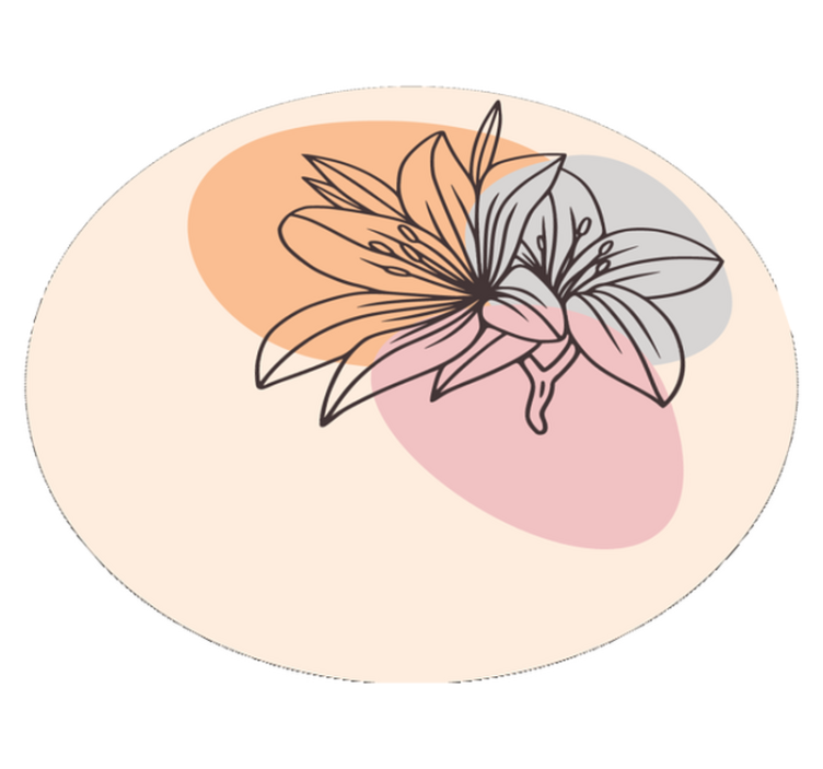 Lilje blomster accent rundt vinyltæppe - TenStickers