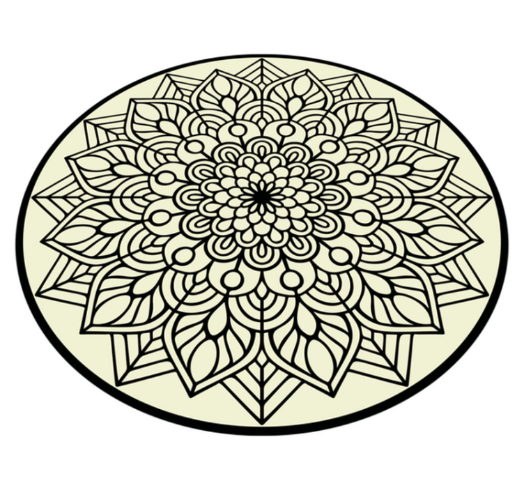 Yndefuldt botanisk emblem mandala vinyl tæppe - TenStickers