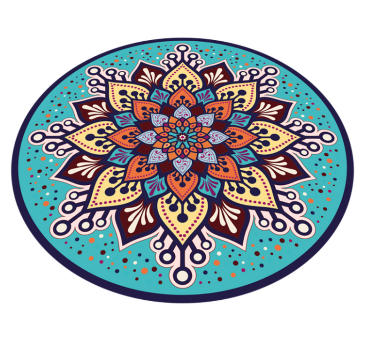 Blå og orange solform mandala vinyl tæppe - TenStickers