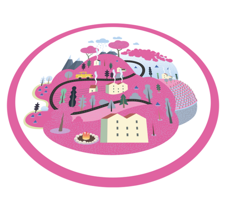 Farverig landsbyscene vej vinyl tæppe - TenStickers