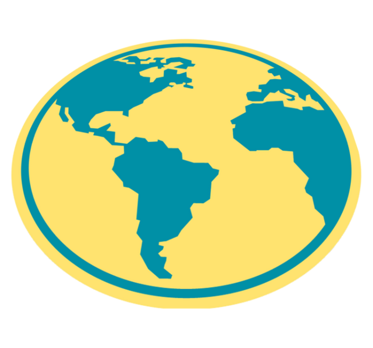 Geografisk verdenskort rundt vinyltæppe - TenStickers