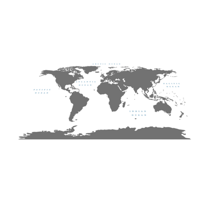 Grå kontinenter med hvid baggrundskort tæppe - TenStickers