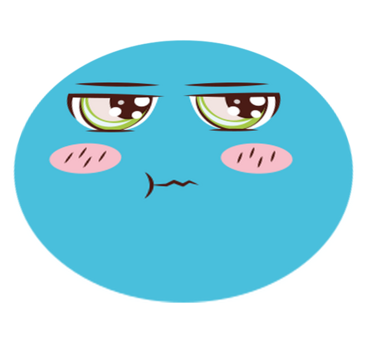 Blå tegneserie ansigt med grønne øjne soveværelse tæppe - TenStickers