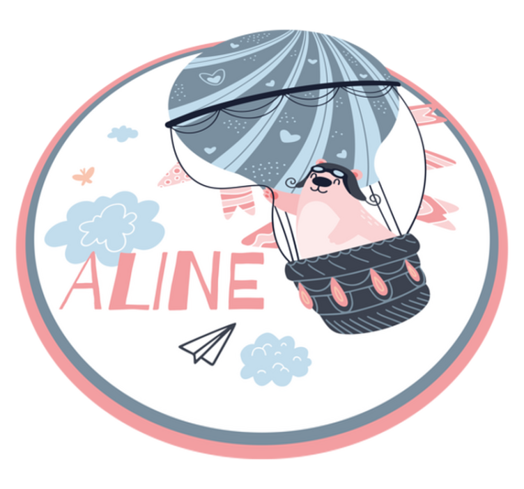 Varmluftballon vinyl tæppe med navn - TenStickers