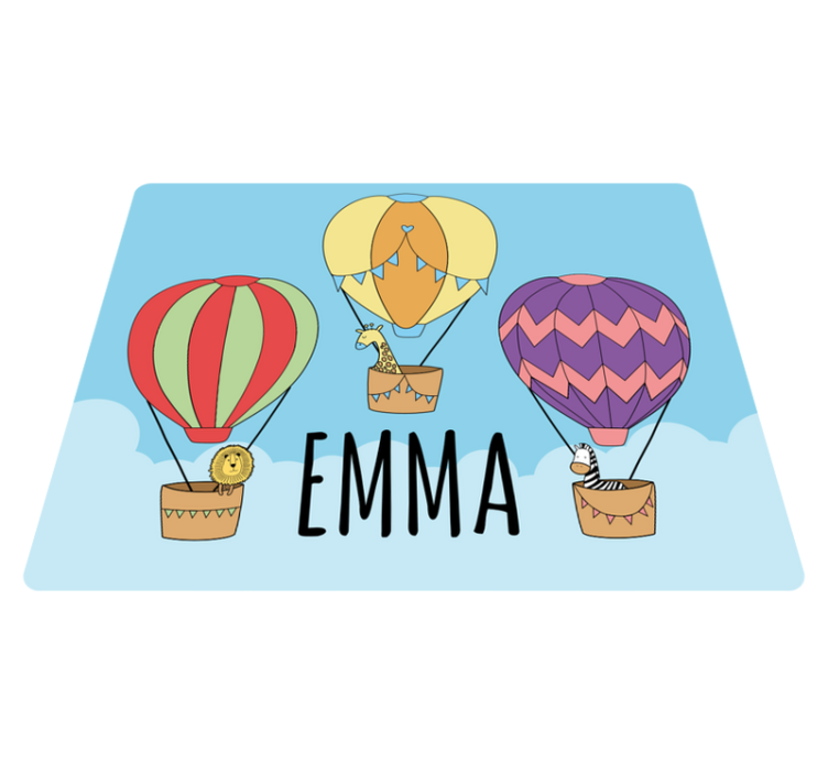 Farverige varme lufte vinyl tæppe med navn - TenStickers