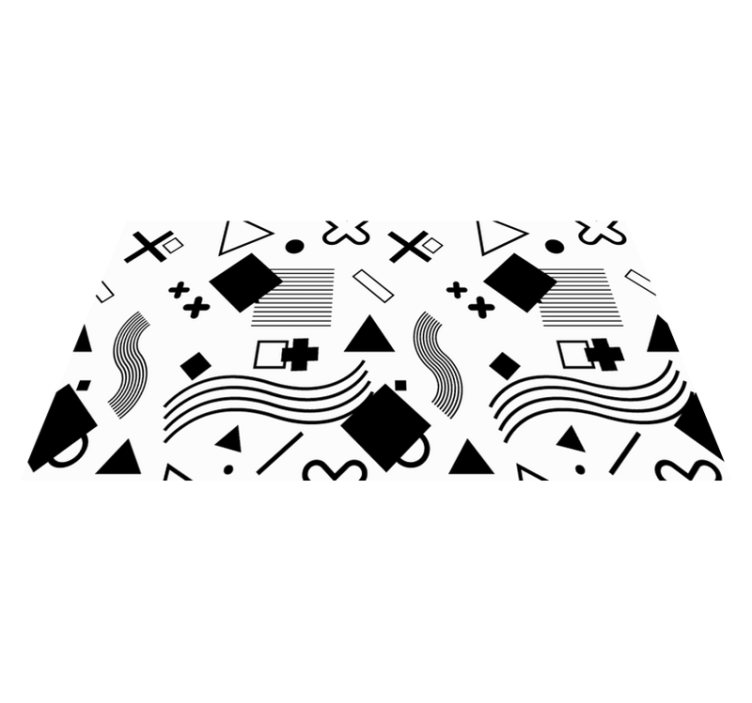 Sorte mønstre geometriske vinyl tæppe - TenStickers