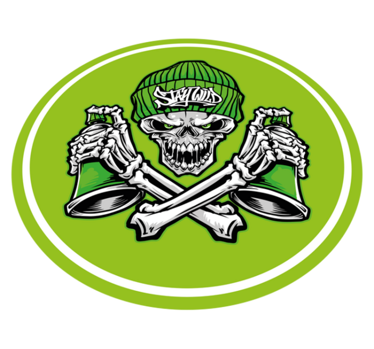 Kranium og drikkevarer rundt vinyltæppe - TenStickers