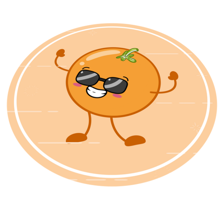 Munter orange figur rundt vinyltæppe - TenStickers