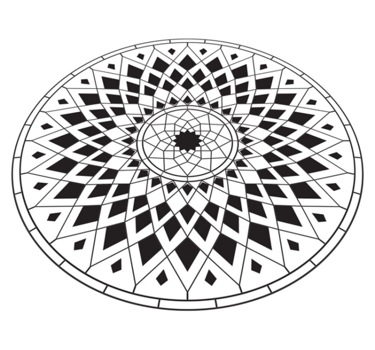 Hvid og sort design mandala vinyl tæppe - TenStickers