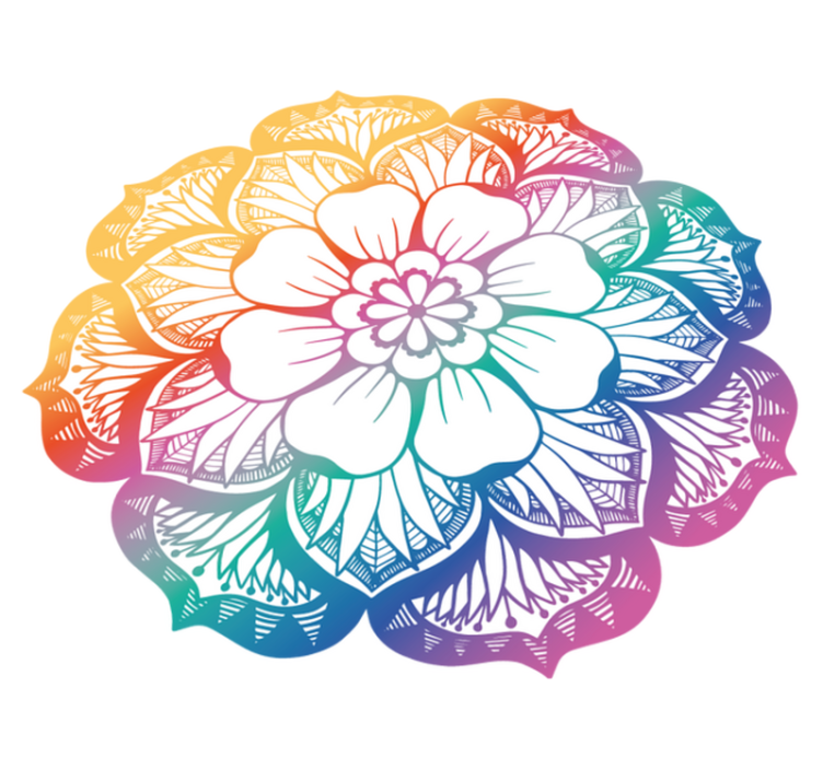 Farverigt blomstermotiv mandala vinyl tæppe - TenStickers