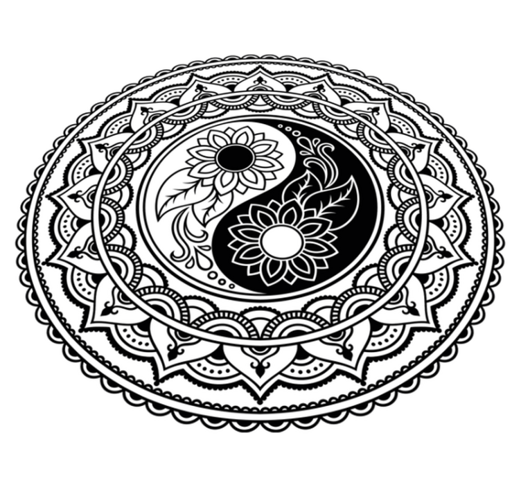 Yin yang solsikker mandala vinyl tæppe - TenStickers