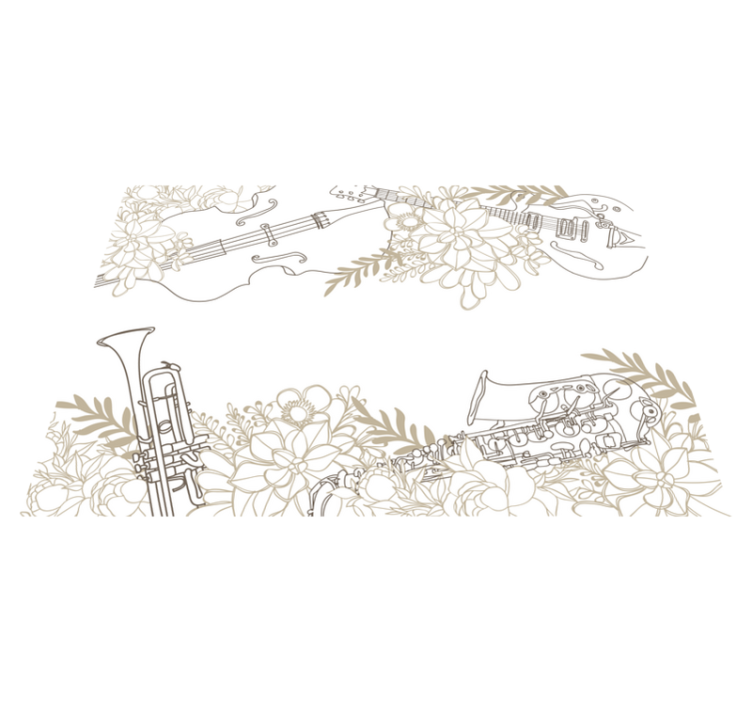 Musikinstrument i blomster soveværelsestæppe - TenStickers