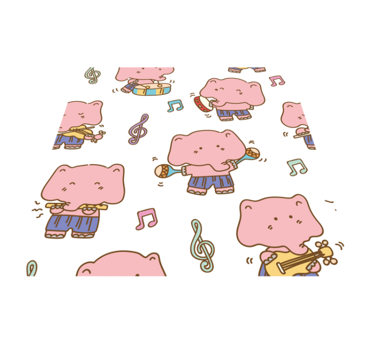 Musikalsk elefanttema vinyl tæppe - TenStickers