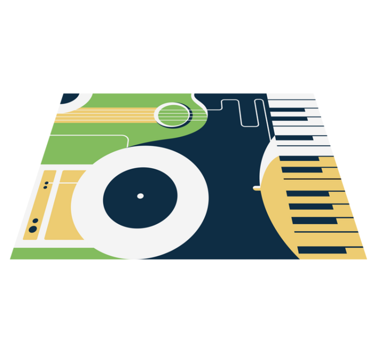 Motiv af musikinstrumenter rektangel vinyl tæppe - TenStickers