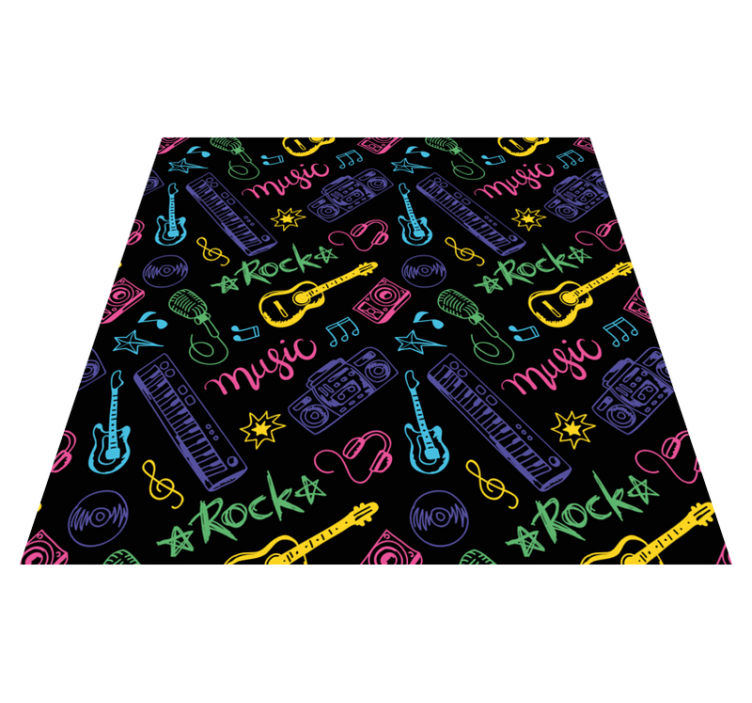 Farverigt musiktema vinyl tæppe - TenStickers