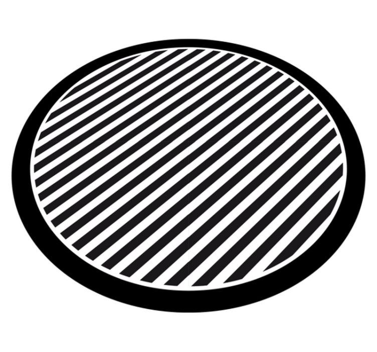 Diagonal sort og hvidt mønster cirkulært tæppe - TenStickers