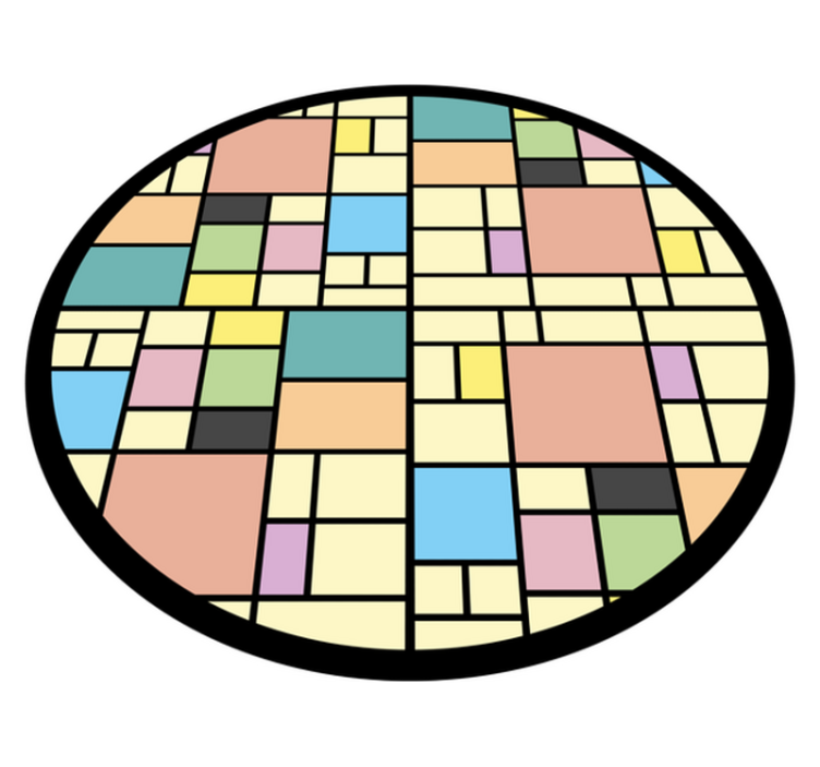 Geometriske vinyl tæppe farverigt blokmønster - TenStickers