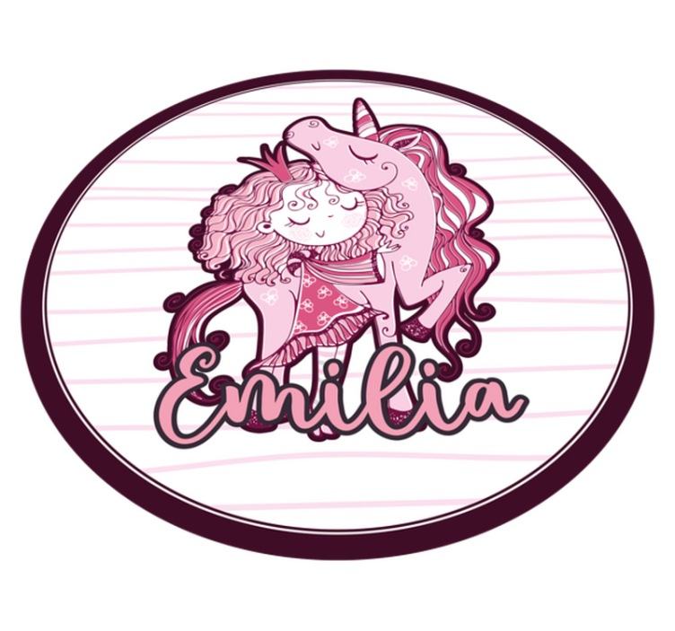 Sød enhjørningsduo vinyl tæppe med navn - TenStickers