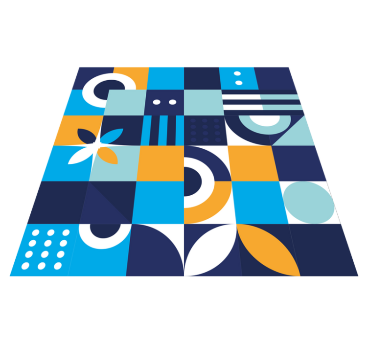 Geometriske farveformer vinyl tæppe med fliseeffekt - TenStickers