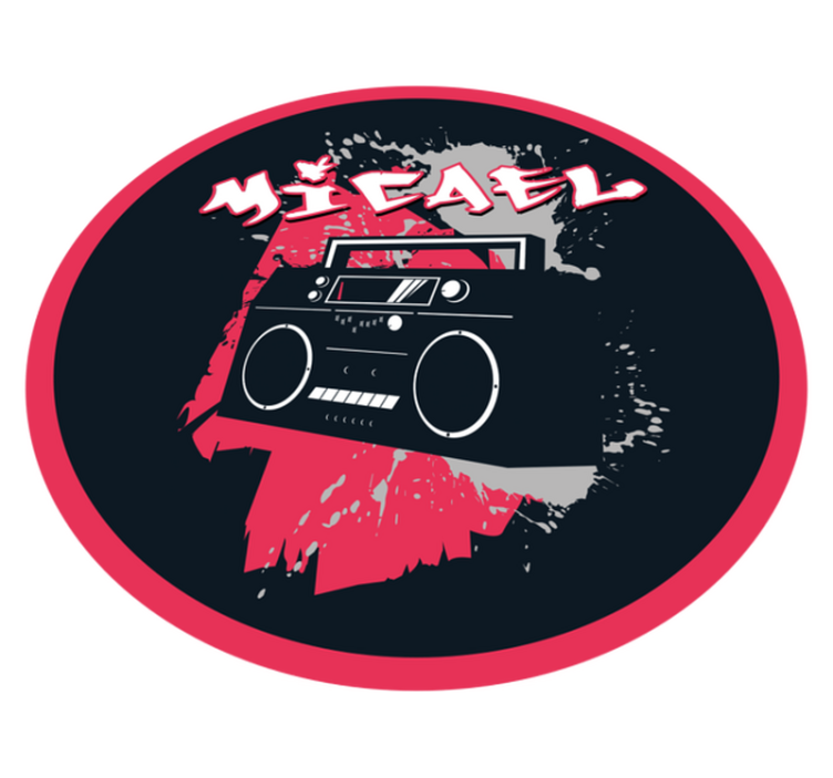 Retro boombox-tema vinyl tæppe med navn - TenStickers
