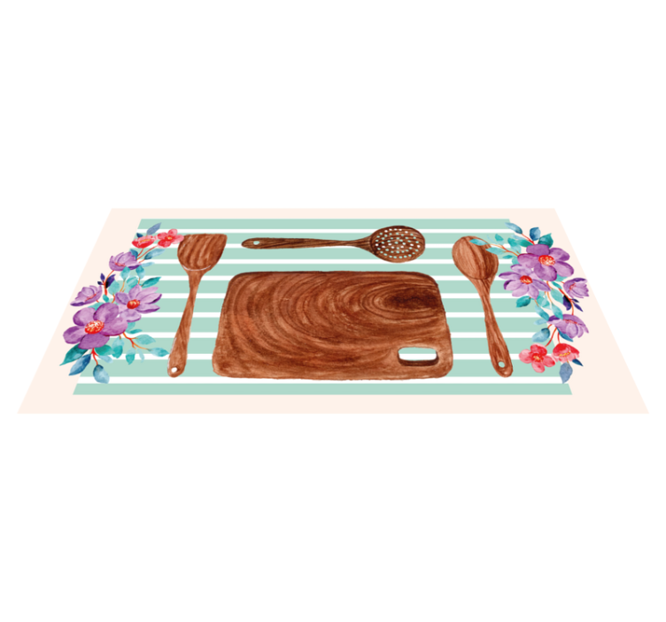 Blomsterde køkkentilbehør vinyltæppe til køkkenet - TenStickers