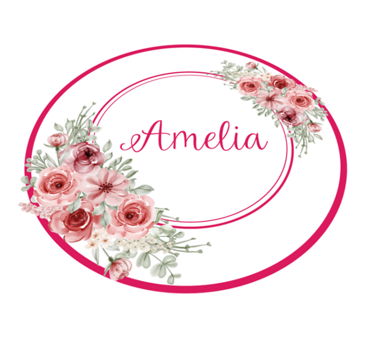 Blomstermonogram med navn vinyltæppe til soveværelse - TenStickers