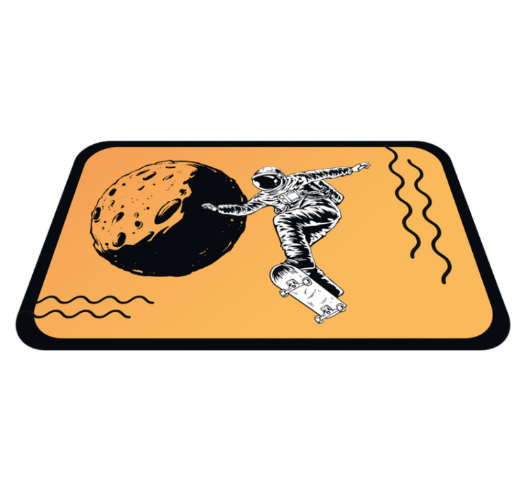 Skateboardende astronaut vinyl tæppe - TenStickers