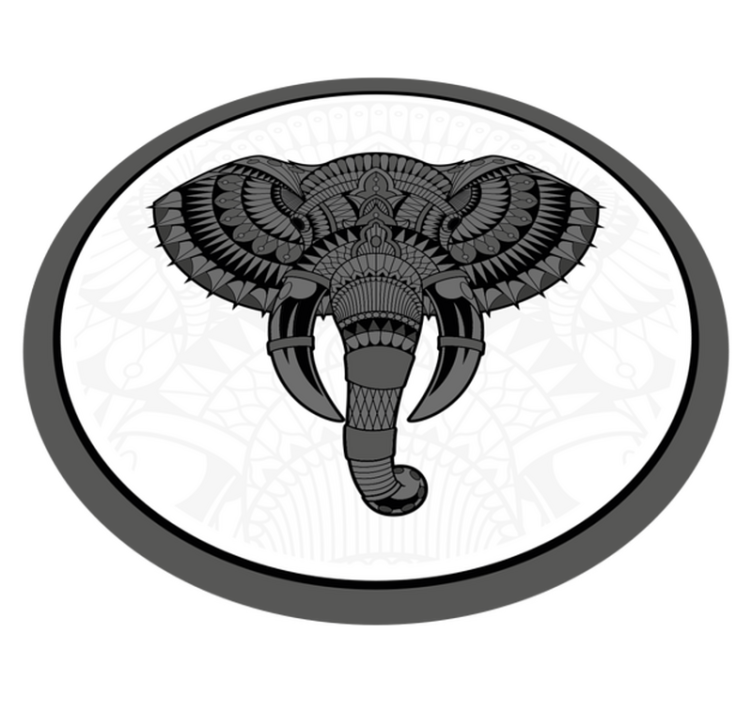 Elefant med mandala tekstur mandala vinyl tæppe - TenStickers