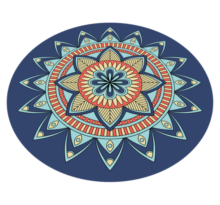 Blå, levende nuancer mandala vinyl tæppe - TenStickers