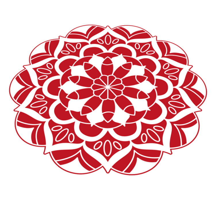 Rødt blomstermønster mandala vinyl tæppe - TenStickers
