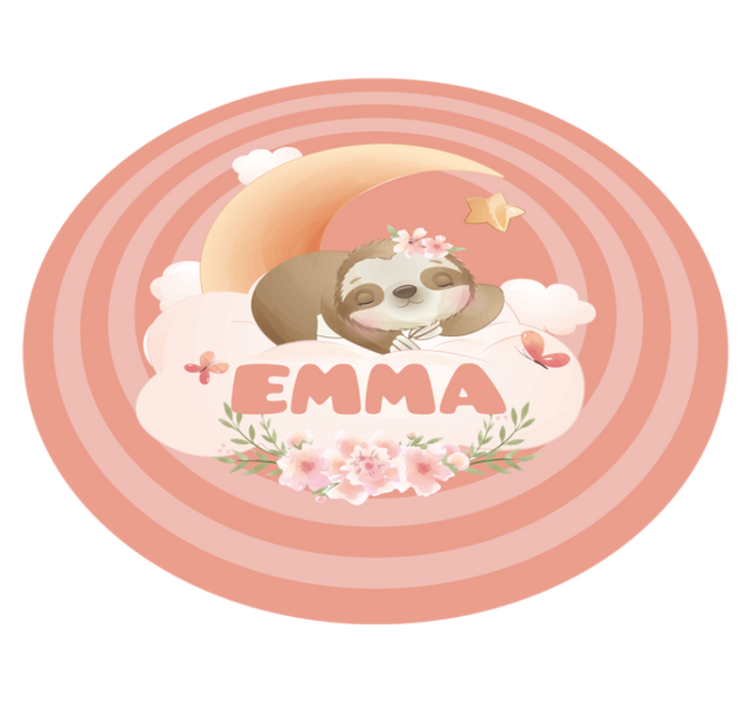 Sødt dovendyr design vinyl tæppe med navn - TenStickers