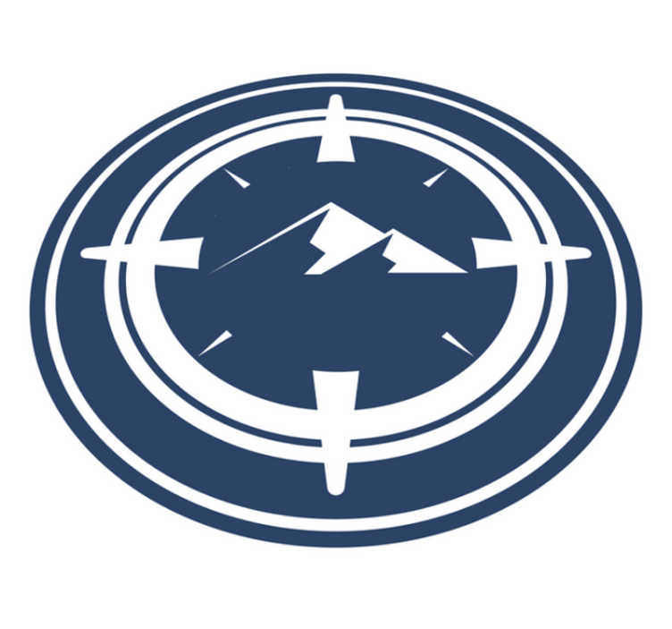 Kompas bjerg design rundt vinyltæppe - TenStickers