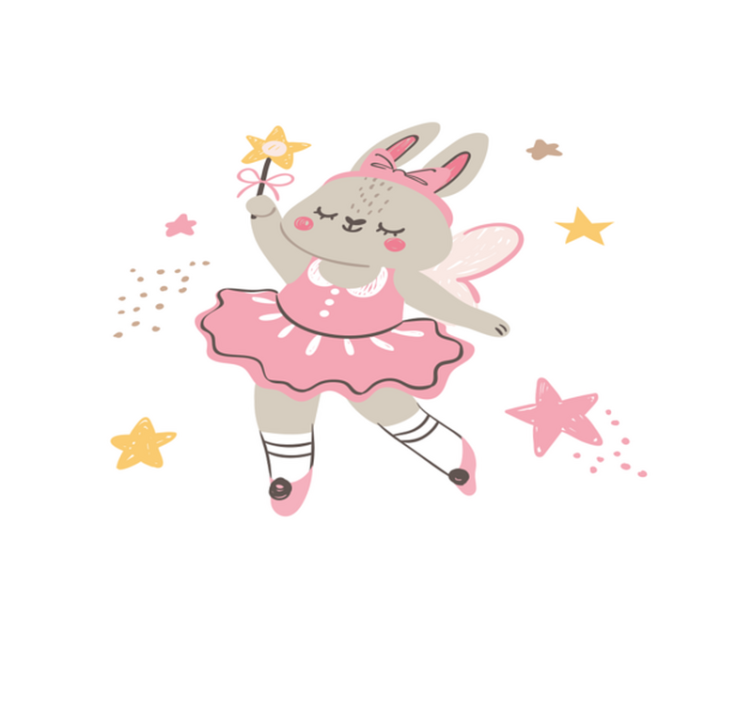 Dansende kanin med tryllestav tæppe til børneværelse - TenStickers
