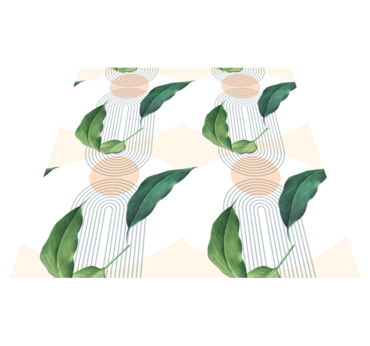 Grønt blad med abstrakt pink blomstret tæppe - TenStickers